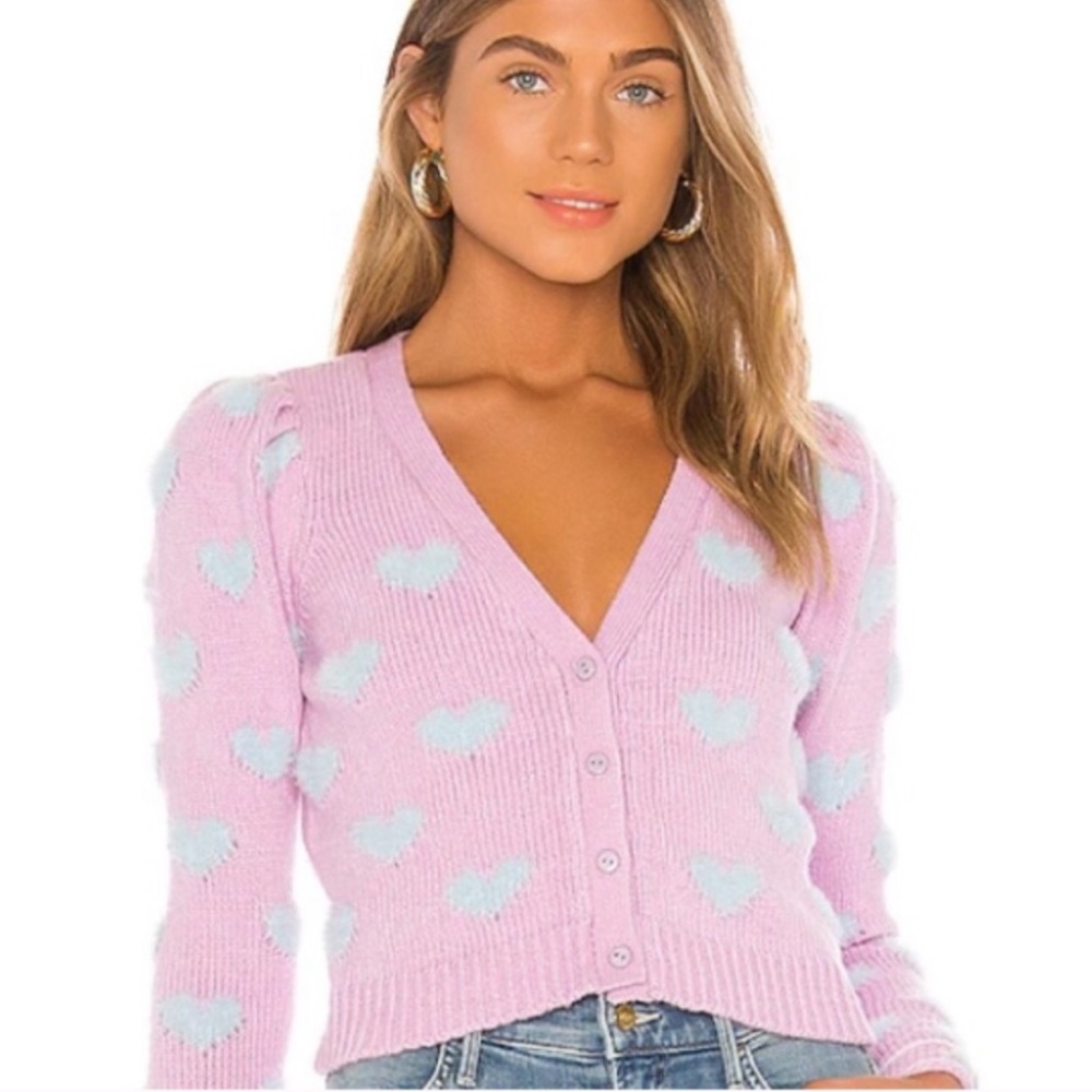 For Love and Lemons Pink Scarlett Cardigan Sweater Top FL&L S EUC β€οΈπ - Picture 1 of 10